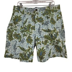 Houston White Shorts Mens 36 Blue Paisley Cotton Blend Casual Chino Summer